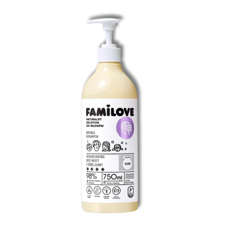 YOPE Familove Naturalny Szampon do Włosów - Kwitnąca Bergamotka 750 ml