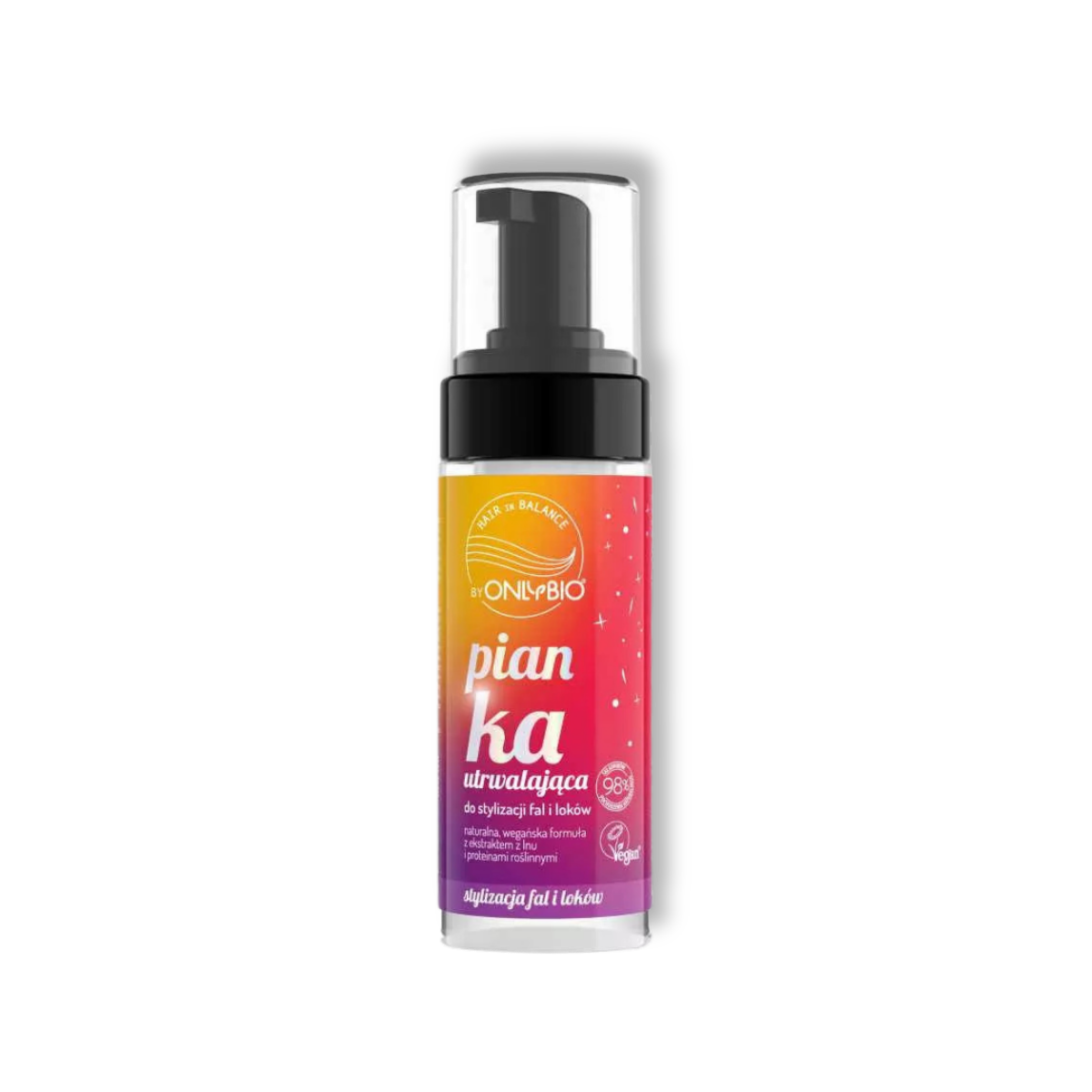 OnlyBio Hair in Balance Fixerende Mousse voor Golven & Krullen Vegan Lijnzaad & Plantaardige Proteïnen 98% Natuurlijk 150ml
