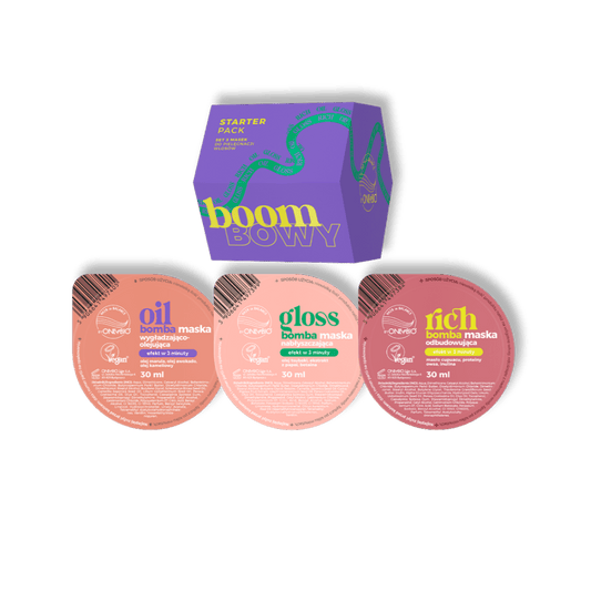 OnlyBio Hair in Balance Boom Bowy Starter Pack Set 3 Haarmaskers Gloss + Oil + Rich Bomba Vegan 3x30ml - Milucevi Beauty Store