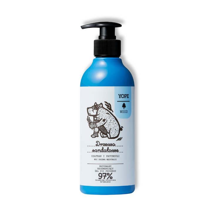 YOPE WOOD Naturalny Regenerujący Żel pod Prysznic Drzewo Sandałowe & Szafran & Paczula 400 ml
