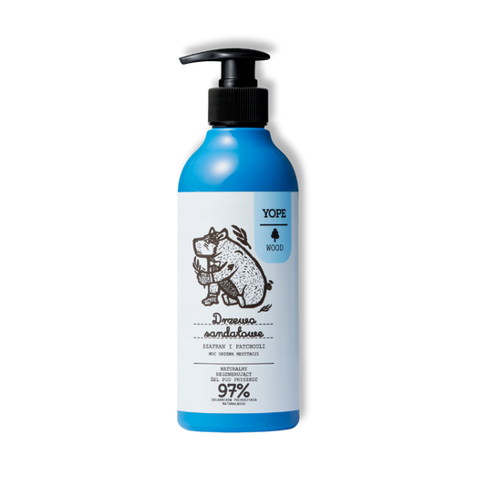YOPE WOOD Natuurlijke Regenererende Douchegel Sandelhout & Saffraan & Patchouli 400 ml
