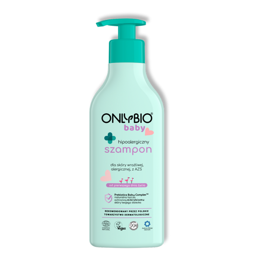 OnlyBio Baby Hypoallergene Shampoo voor Gevoelige & Allergische Huid Atopisch Eczeem Prebiotics Baby Complex Vegan Vanaf Dag 1 300ml
