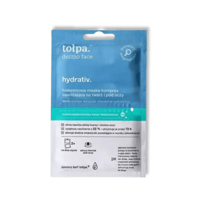 TOŁPA Dermo Face Hydrativ Hyaluronzuur Gezichtsmasker-Kompres voor Gezicht en Ogen 6mlx2 - Milucevi Beauty Store