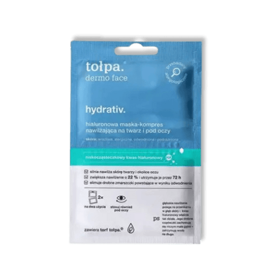 TOŁPA Dermo Face Hydrativ Hyaluronzuur Gezichtsmasker-Kompres voor Gezicht en Ogen 6mlx2 - Milucevi Beauty Store