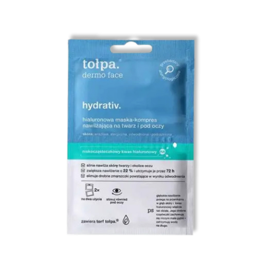 TOŁPA Dermo Face Hydrativ Hyaluronzuur Gezichtsmasker-Kompres voor Gezicht en Ogen 6mlx2
