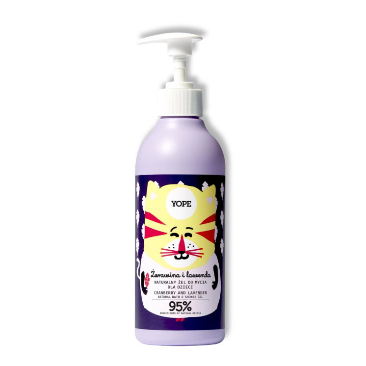 YOPE Naturalny Żel do Mycia Ciała i Włosów dla Dzieci - Żurawina i Lawenda 400 ml